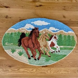 Western Rug with Horses for Child’s Room